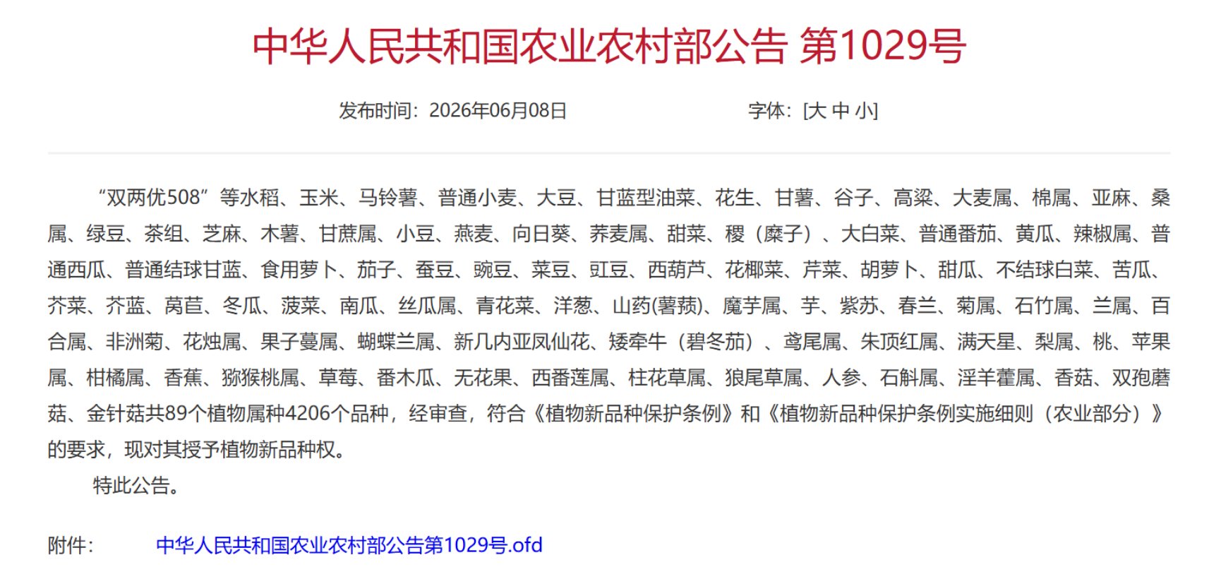 品种权号为CNA2023101329